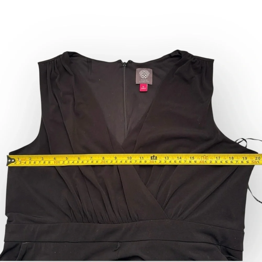 VINCE CAMUTO Faux Wrap Wide-Leg Jersey Jumpsuit, XL, Black - Picture 11 of 16